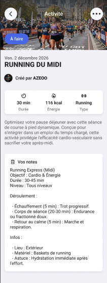 Détail d'une activité running
